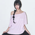 ILLIGO Sheer Ribbon Off Shoulder Top Pink