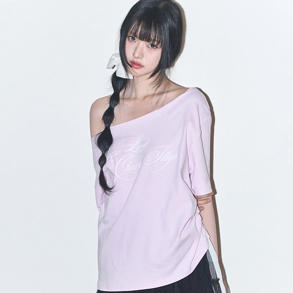 ILLIGO Sheer Ribbon Off Shoulder Top Pink