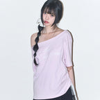 ILLIGO Sheer Ribbon Off Shoulder Top Pink