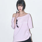 ILLIGO Sheer Ribbon Off Shoulder Top Pink