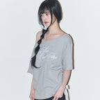 ILLIGO Sheer Ribbon Off Shoulder Top Melange