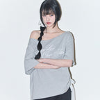 ILLIGO Sheer Ribbon Off Shoulder Top Melange