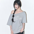ILLIGO Sheer Ribbon Off Shoulder Top Melange