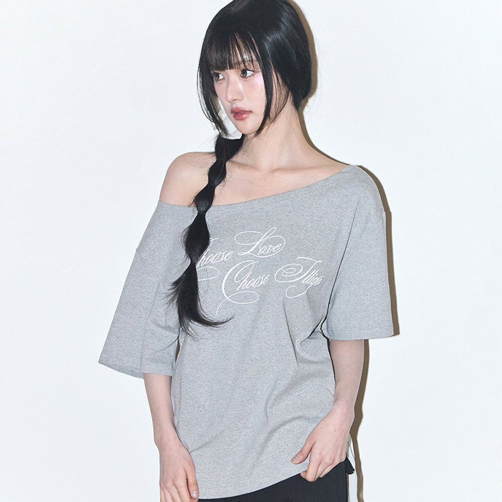 ILLIGO Sheer Ribbon Off Shoulder Top Melange