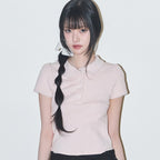ILLIGO Dot pin tuck collar tee pink