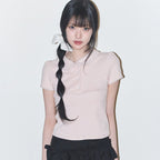 ILLIGO Dot pin tuck collar tee pink