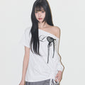ILLIGO Love One Shoulder Overfit T-Shirt White
