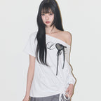 ILLIGO Love One Shoulder Overfit T-Shirt White