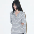 ILLIGO Open collar long sleeve melange