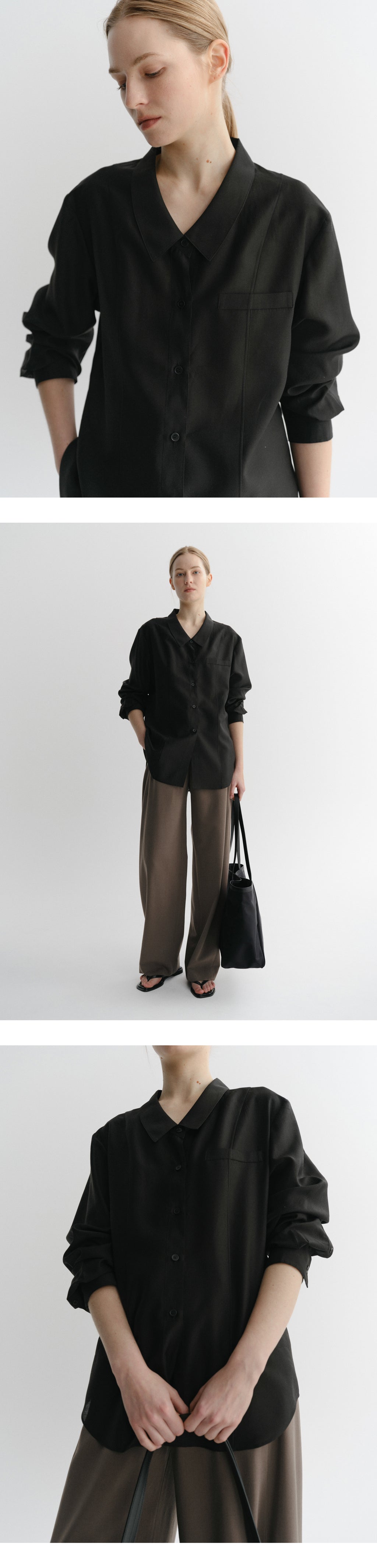 EAAH KYLA SHEER LINE SHIRT (BLACK)