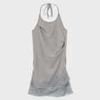 MILLO WOMEN Lace halter sleeveless top [gray]