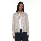 PARTIMENTO WOMEN PWC 2WAY ASYMMETRIC CHECK SHIRT_BEIGE