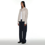PARTIMENTO WOMEN PWC 2WAY ASYMMETRIC CHECK SHIRT_BEIGE