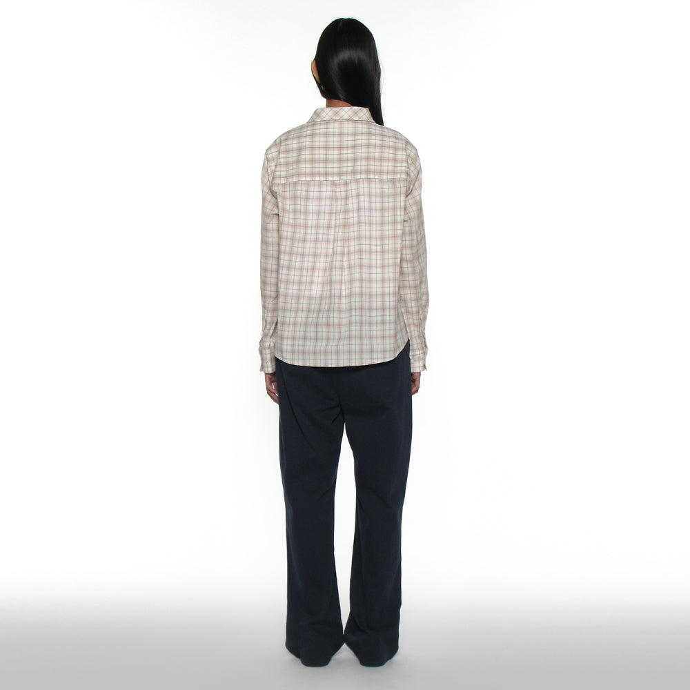 PARTIMENTO WOMEN PWC 2WAY ASYMMETRIC CHECK SHIRT_BEIGE