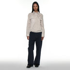 PARTIMENTO WOMEN PWC 2WAY ASYMMETRIC CHECK SHIRT_BEIGE