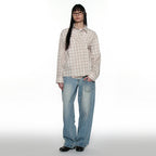 PARTIMENTO WOMEN PWC 2WAY ASYMMETRIC CHECK SHIRT_BEIGE