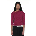 PARTIMENTO WOMEN PWC TWIST THREE-QUARTER SLEEVE TEE_PLUM