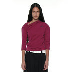 PARTIMENTO WOMEN PWC TWIST THREE-QUARTER SLEEVE TEE_PLUM