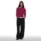 PARTIMENTO WOMEN PWC TWIST THREE-QUARTER SLEEVE TEE_PLUM