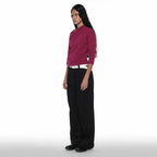 PARTIMENTO WOMEN PWC TWIST THREE-QUARTER SLEEVE TEE_PLUM