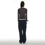 PARTIMENTO WOMEN PWC SHEER RAGLAN STITCH LONG SLEEVE TEE_CHARCOAL