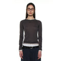 PARTIMENTO WOMEN PWC SHEER RAGLAN STITCH LONG SLEEVE TEE_CHARCOAL