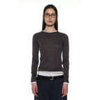 PARTIMENTO WOMEN PWC SHEER RAGLAN STITCH LONG SLEEVE TEE_CHARCOAL