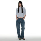PARTIMENTO WOMEN PWC HENLEY NECK THREE-QUARTER SLEEVE TEE_MELANGE