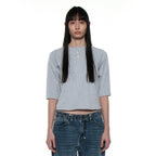 PARTIMENTO WOMEN PWC HENLEY NECK THREE-QUARTER SLEEVE TEE_MELANGE