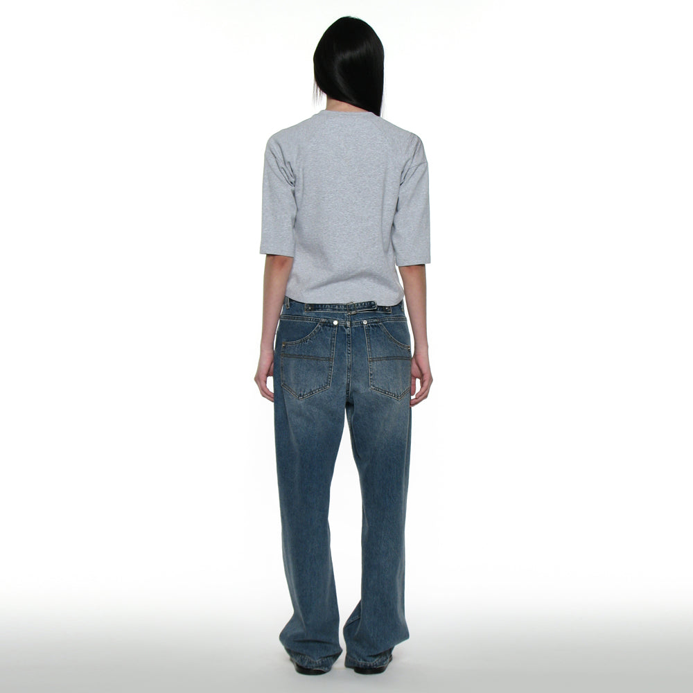 PARTIMENTO WOMEN PWC HENLEY NECK THREE-QUARTER SLEEVE TEE_MELANGE