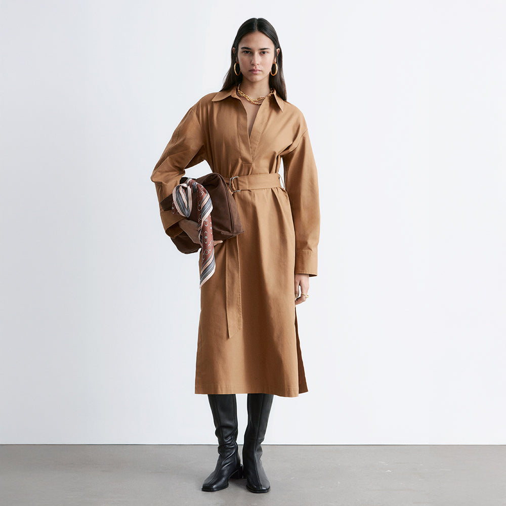 & Other Stories Belted midi dress (Brown)