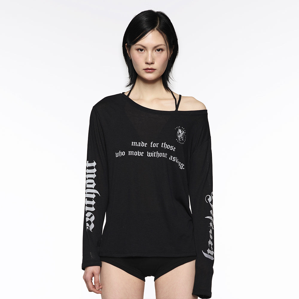 ROCKCAKE Slogan Mesh Top - Black