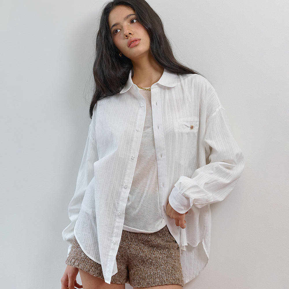 BITTERCELLS Ribbonette Overfit Shirt-White