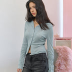 BITTERCELLS Essential Shirring Slim Fit Shirt-Blue