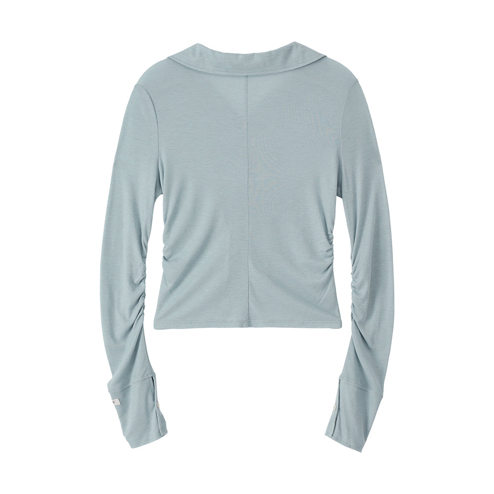 BITTERCELLS Essential Shirring Slim Fit Shirt-Blue