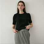 YOYOYOY Half moon short sleeve pleated blouse_2colors