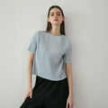 YOYOYOY Half moon short sleeve pleated blouse_2colors