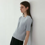 YOYOYOY Half moon short sleeve pleated blouse_2colors