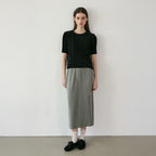 YOYOYOY Half moon short sleeve pleated blouse_2colors