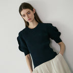 YOYOYOY Wave short sleeve pleated blouse_2colors
