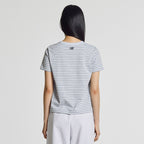 NEW BALANCE NBNEG2W422 / WOMEN Essential Basic Striped Short Sleeve T-Shirt (L/BLUE)