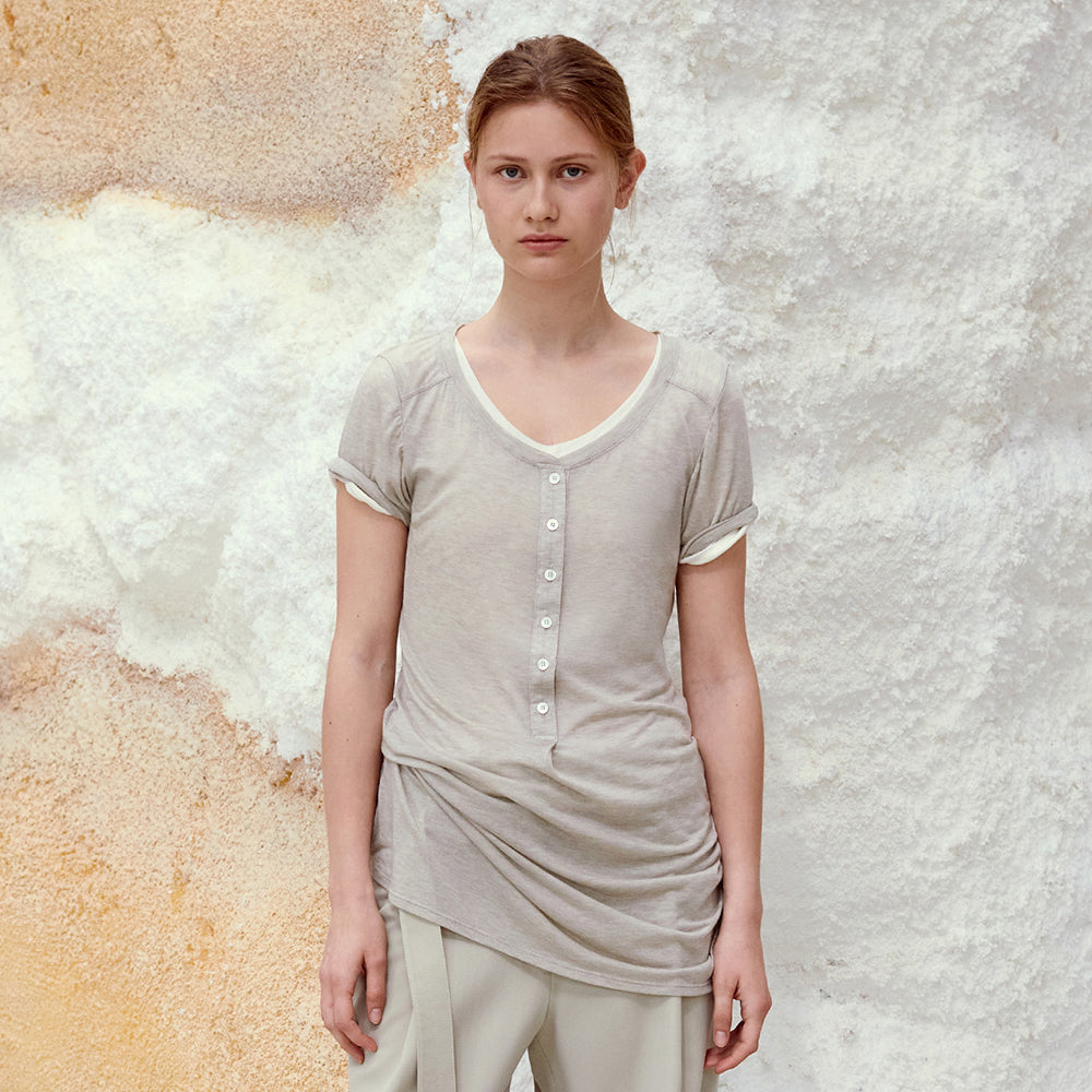 LOW CLASSIC BUTTON-UP JERSEY LONG T-SHIRT_OATMEAL [LW265TS03OT]