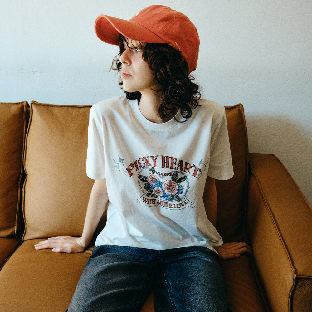 AaU [Same-day shipping] Vintage Rose Short Sleeve Tee_White