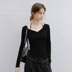 TAGEECHITA TG_Slim-fit wrap long sleeve top