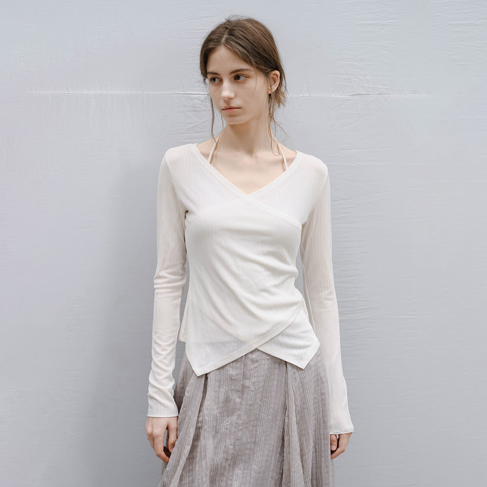 TAGEECHITA TG_Slim-fit wrap long sleeve top