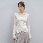 TAGEECHITA TG_Slim-fit wrap long sleeve top