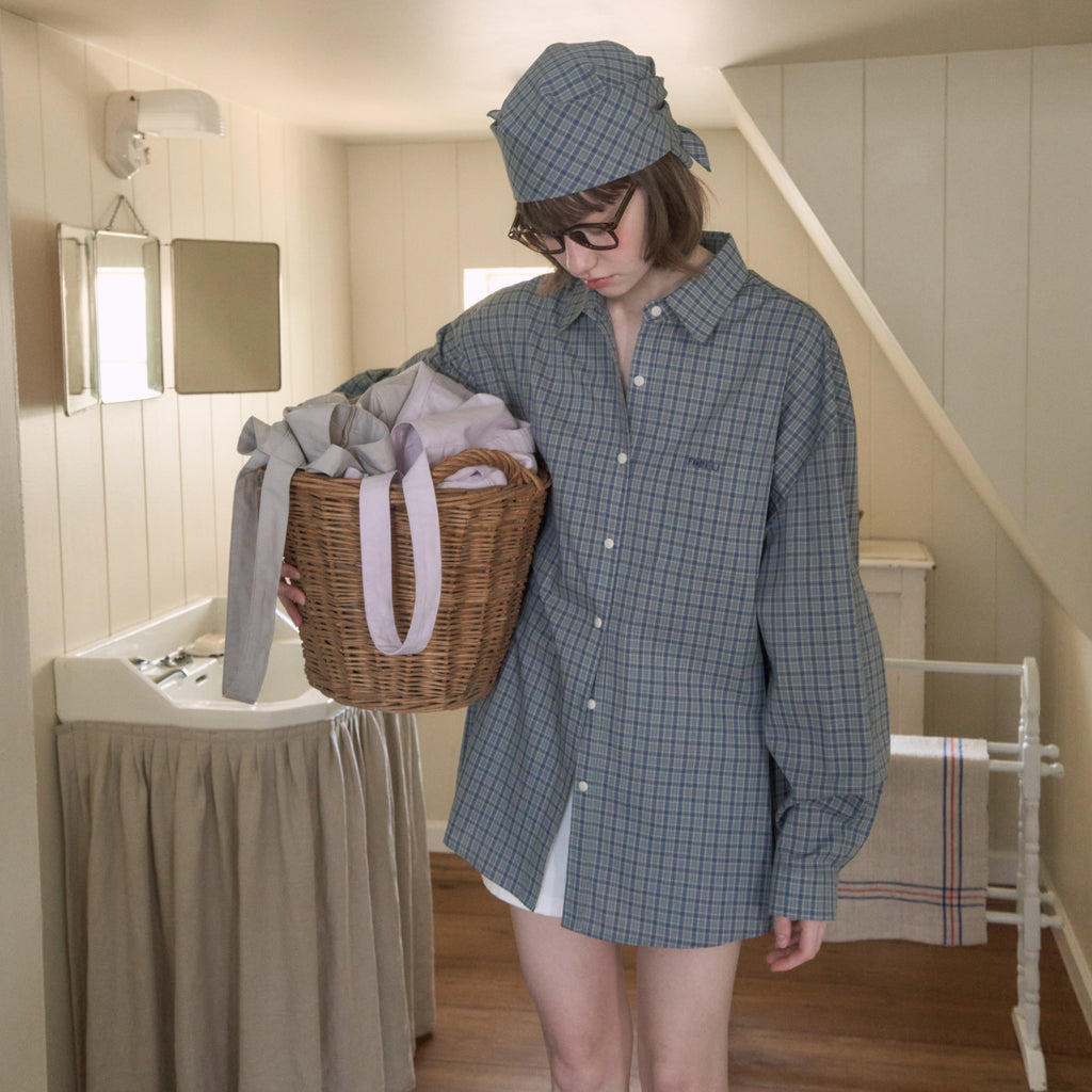 FOREU [29CM Exclusive] (4th) Overfit Check Shirt (Blue)
