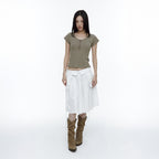 ROUGHNECK Asci Cross Henly Neck T-shirt Khaki Brown