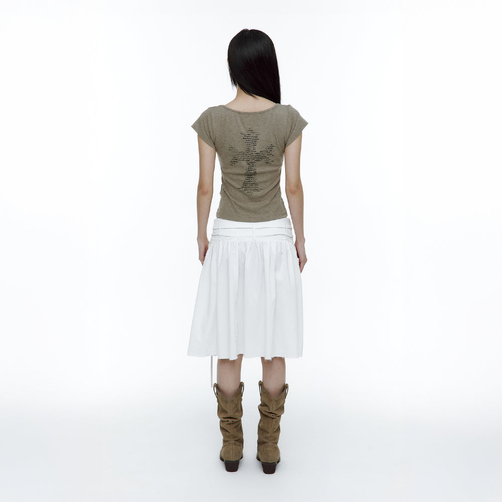 ROUGHNECK Asci Cross Henly Neck T-shirt Khaki Brown