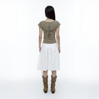 ROUGHNECK Asci Cross Henly Neck T-shirt Khaki Brown